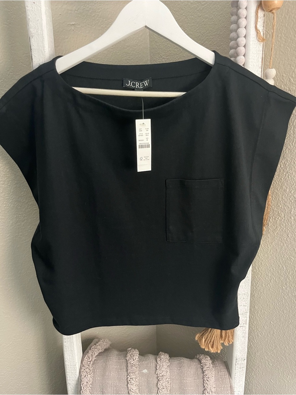 J. Crew Black Short-Sleeve Pocket Tee